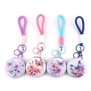 Dozen Butterfly Floral Round Keychain Charm - Pastel Set